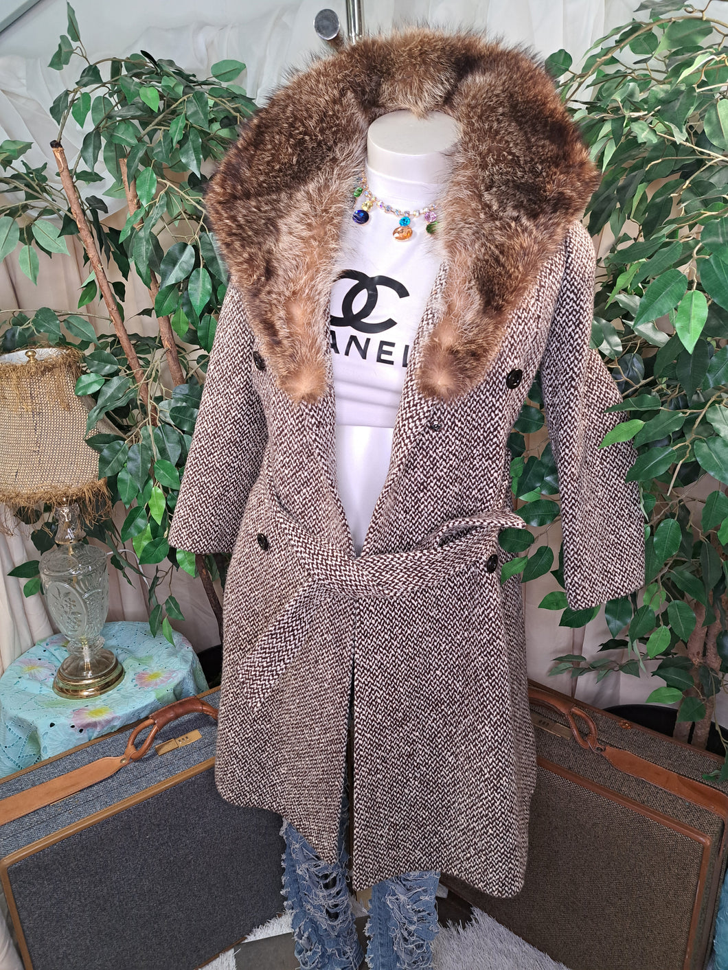 LORENDALE TWEED & FUR COAT