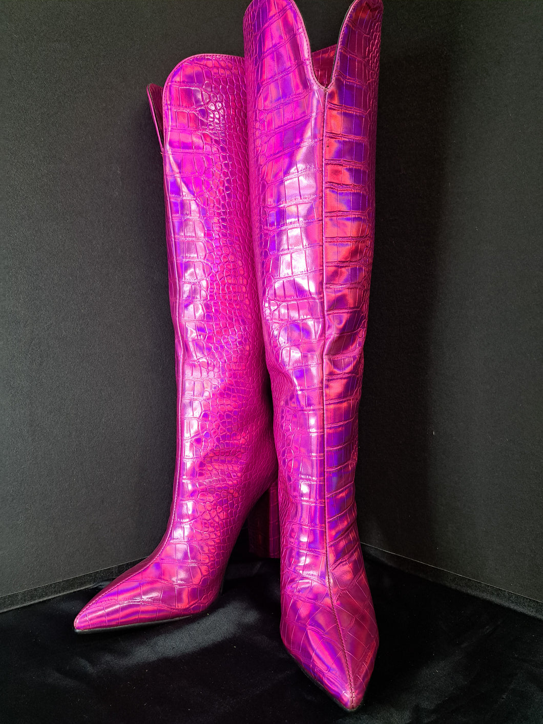 BOOTS HOT PINK FAUX LEATHER ANIMAL PRINT