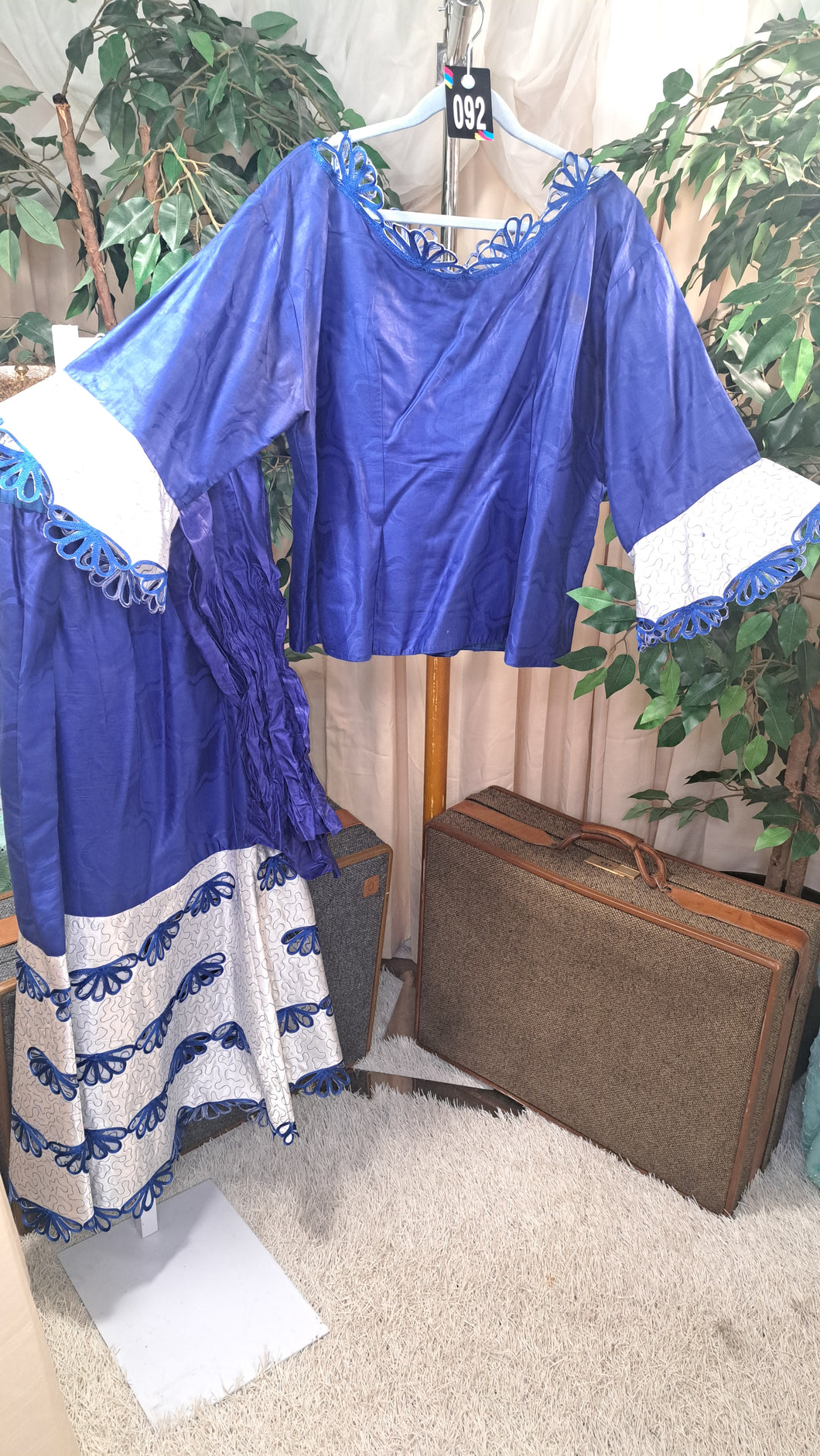 BLUE & WHITE HERITAGE SKIRT SET PLUS