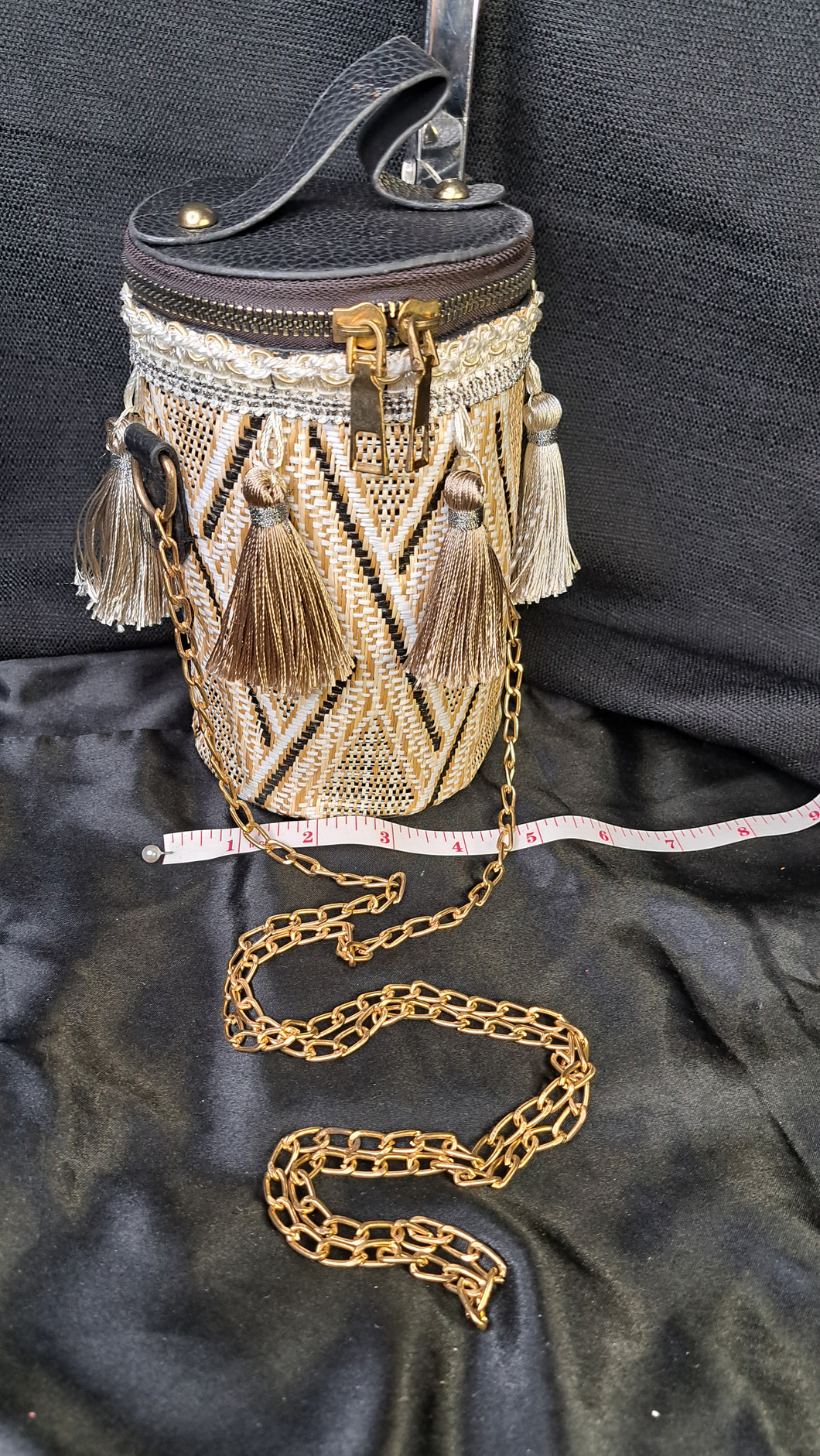 FRINGED CYLINDER PURSE