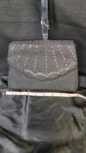 Load image into Gallery viewer, BLACK &amp; SILVER BEADED CLUTCH PURSE
