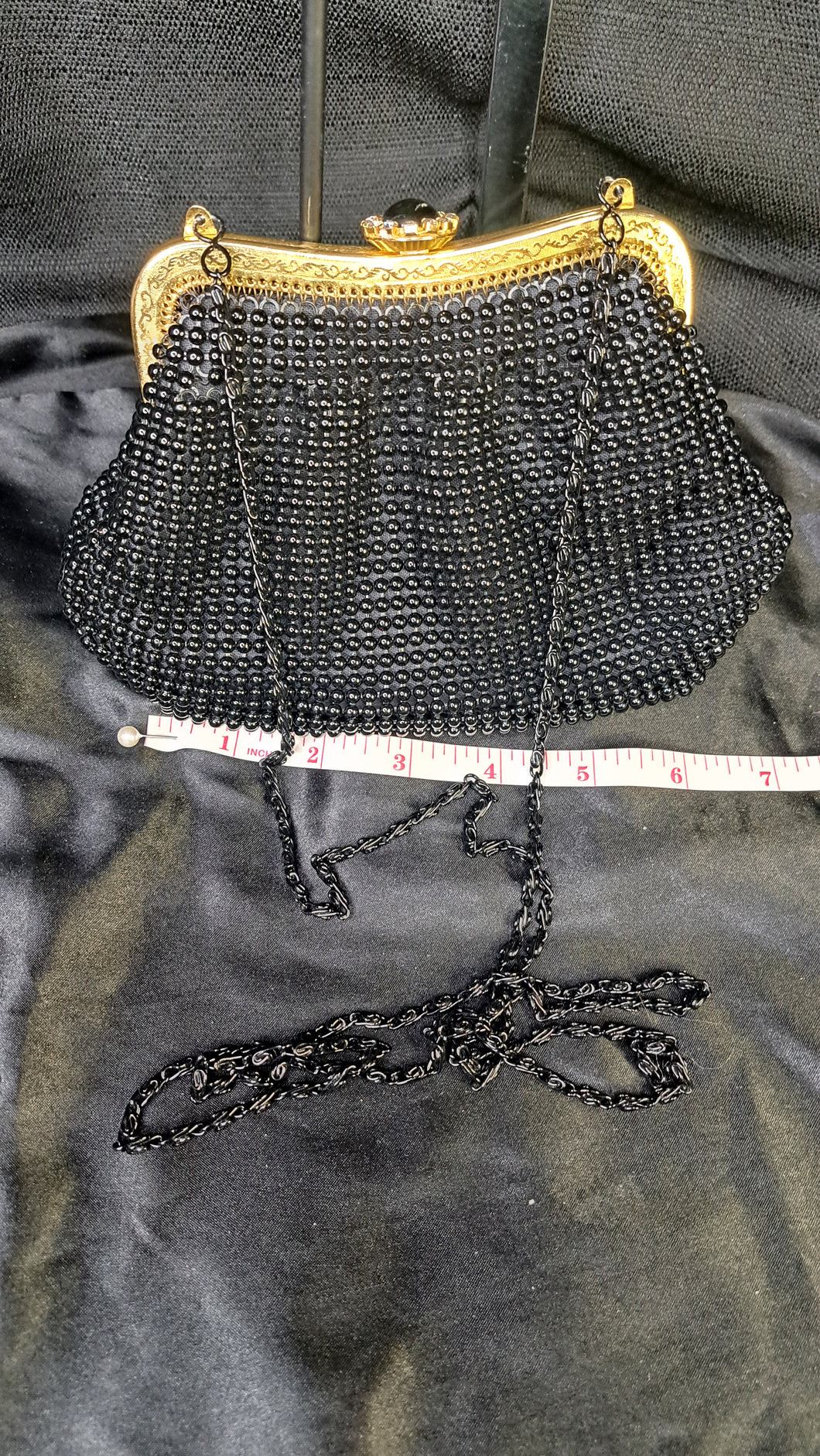 BLACK BEADED PURSE