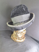 Load image into Gallery viewer, HAT BLACK &amp; WHITE CHECKERED VELVET
