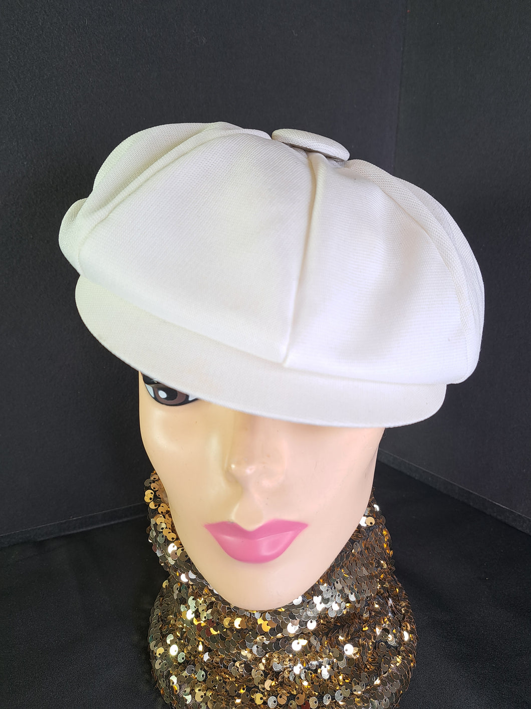 HAT WHITE POLY NEWSBOY